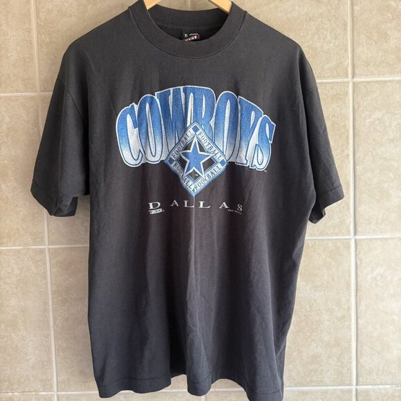 Vintage 1993 Trench Dallas Cowboys Soft Black T Shirt Size XL NFL Football - Picture 11 of 13
